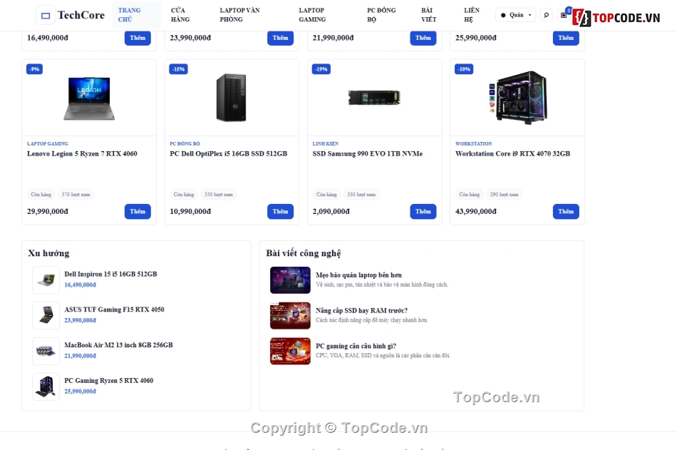 website,website bán máy tính,web bán phụ kiện
